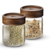 Bergner Acadia Borosilicate Glass Jars with Solid Wood Lid, Set of 2 Jars, 340ml Each, For Storing and Preserving Sugar, Flour, Tea, Coffee, Spices, Biscuits, Oats | Multipurpose Container for Kitchen